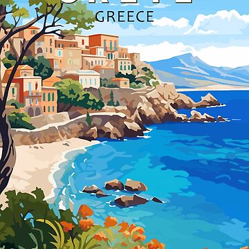 Artwork thumbnail, Crete Greece Travel Art Vintage by KrisSidDesigns