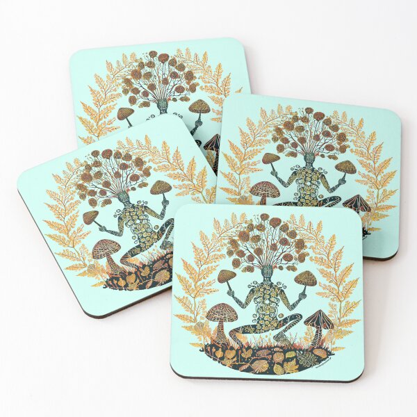 Item preview, Dancing Tree God | Mushrooms Leaves | Living Mandala designed and sold by monkeybusiness.pt.