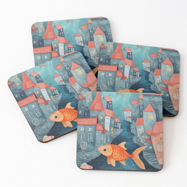 Item preview, Whimsical Goldfish City designed and sold by cute-animals99.