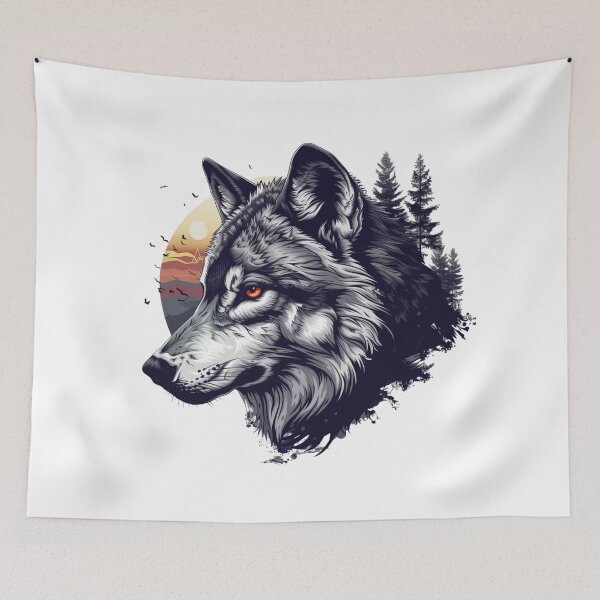 Item preview, Wild Wolf Portrait designed and sold by NicolasGlowArt.
