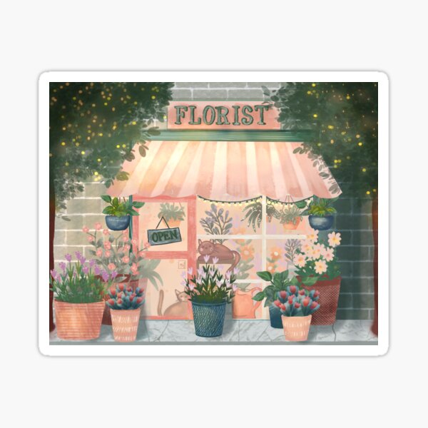 Cute Little Flower Shop Sticker