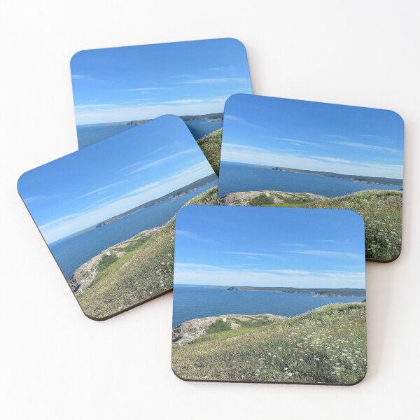 Item preview, Ocean blue atop a cliff with wildflowers designed and sold by ClarissaFlora.
