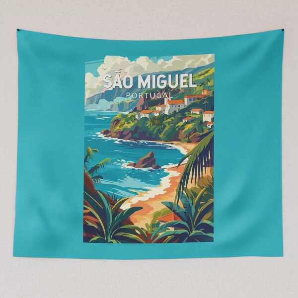 Item preview, Sao Miguel Island Portugal Travel Art Vintage designed and sold by KrisSidDesigns.