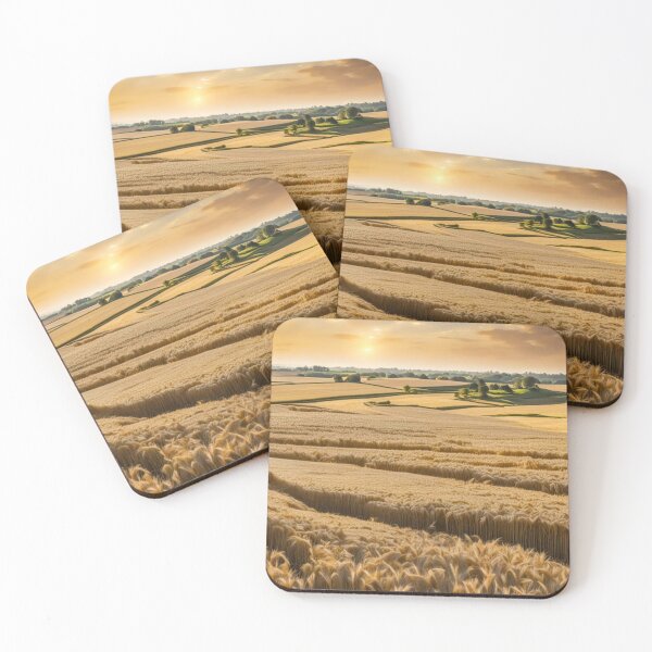 Item preview, Golden Landscape of Harvest Wheat Fields, Wheat Crop on Beds.- Country Village designed and sold by MyArt23.