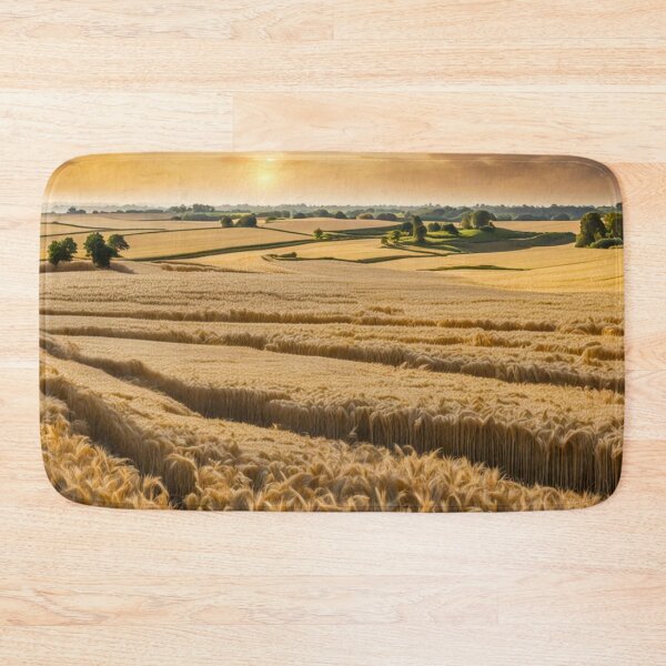 Item preview, Golden Landscape of Harvest Wheat Fields, Wheat Crop on Beds.- Country Village designed and sold by MyArt23.
