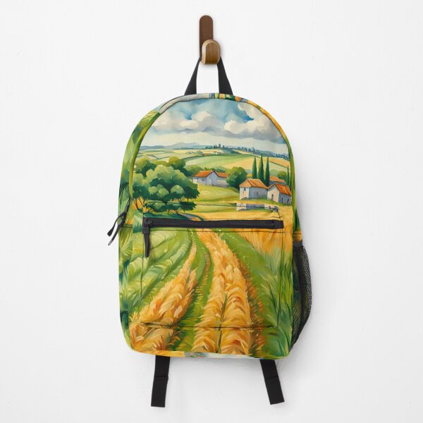Item preview, Impressionist Maximalist Painting Of Golden Landscape of Harvest Wheat Fields, Wheat Crop.- Country Village designed and sold by MyArt23.