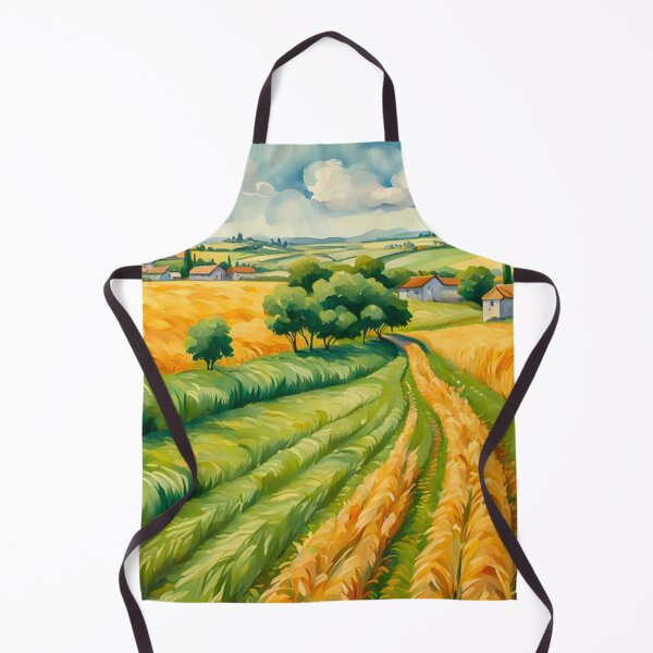 Item preview, Impressionist Maximalist Painting Of Golden Landscape of Harvest Wheat Fields, Wheat Crop.- Country Village designed and sold by MyArt23.