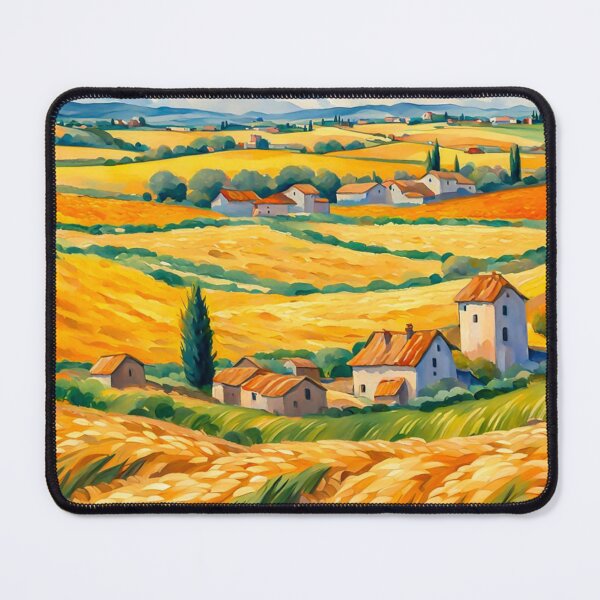 Item preview, Impressionist Maximalist Painting Of Golden Landscape of Harvest Wheat Fields, Wheat Crop.- Country Village designed and sold by MyArt23.