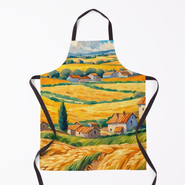 Item preview, Impressionist Maximalist Painting Of Golden Landscape of Harvest Wheat Fields, Wheat Crop.- Country Village designed and sold by MyArt23.