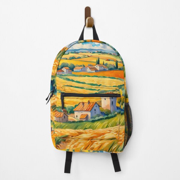 Item preview, Impressionist Maximalist Painting Of Golden Landscape of Harvest Wheat Fields, Wheat Crop.- Country Village designed and sold by MyArt23.