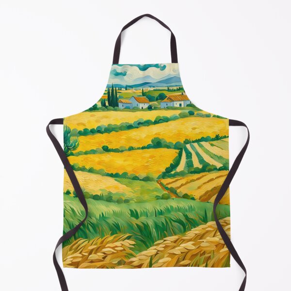 Item preview, Impressionist Maximalist Painting Of Golden Landscape of Harvest Wheat Fields, Wheat Crop.- Country Village designed and sold by MyArt23.