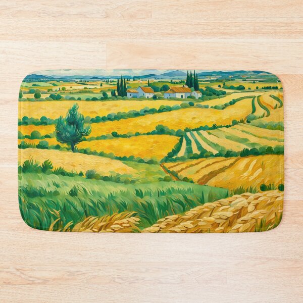 Item preview, Impressionist Maximalist Painting Of Golden Landscape of Harvest Wheat Fields, Wheat Crop.- Country Village designed and sold by MyArt23.