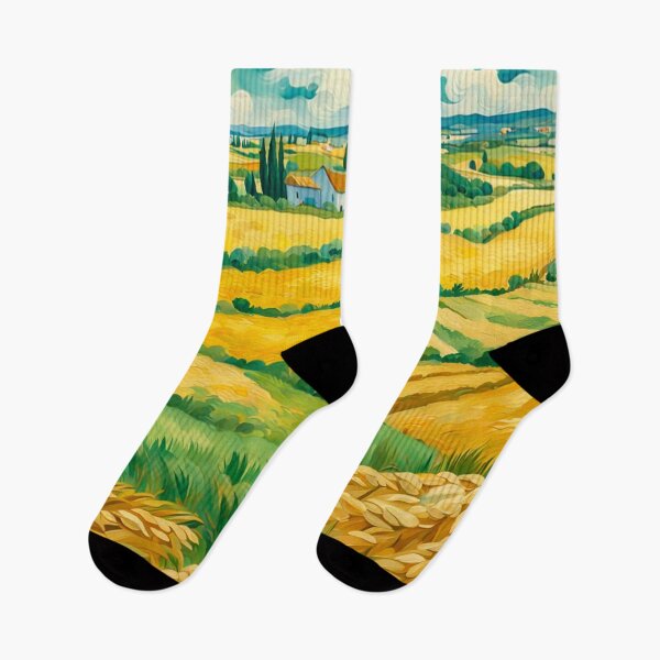 Item preview, Impressionist Maximalist Painting Of Golden Landscape of Harvest Wheat Fields, Wheat Crop.- Country Village designed and sold by MyArt23.