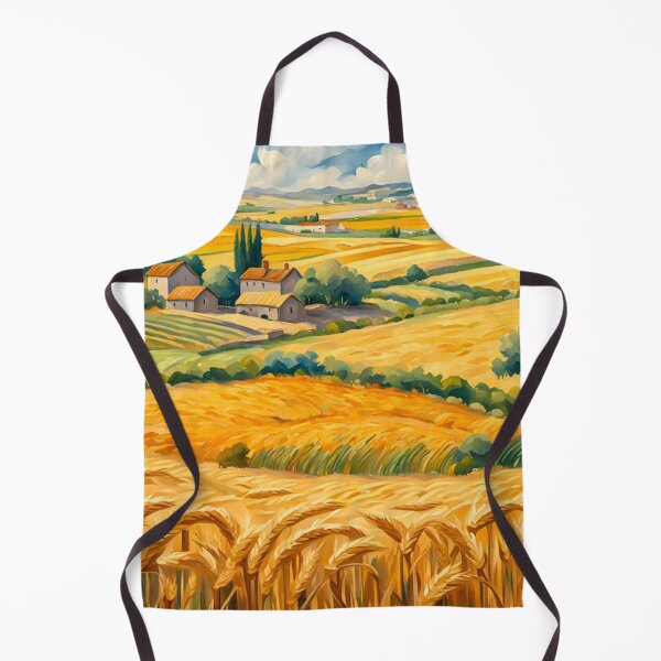 Item preview, Impressionist Maximalist Painting Of Golden Landscape of Harvest Wheat Fields, Wheat Crop.- Country Village designed and sold by MyArt23.