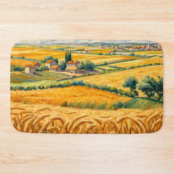 Item preview, Impressionist Maximalist Painting Of Golden Landscape of Harvest Wheat Fields, Wheat Crop.- Country Village designed and sold by MyArt23.
