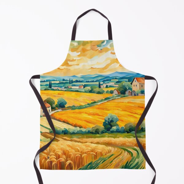 Item preview, Impressionist Maximalist Painting Of Golden Landscape of Harvest Wheat Fields, Wheat Crop.- Country Village designed and sold by MyArt23.