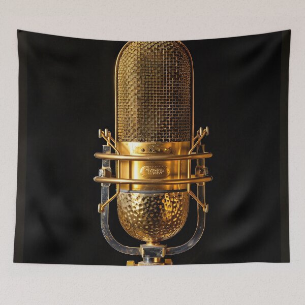 Item preview, Vintage gold microphone print designed and sold by dcrc.