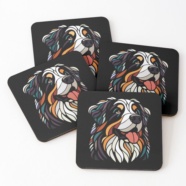 Item preview, Multicolored Bernese mountain dog head geometric art, pop art, polygonal illustration designed and sold by CutOriginalArt.