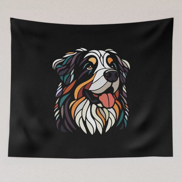 Item preview, Multicolored Bernese mountain dog head geometric art, pop art, polygonal illustration designed and sold by CutOriginalArt.