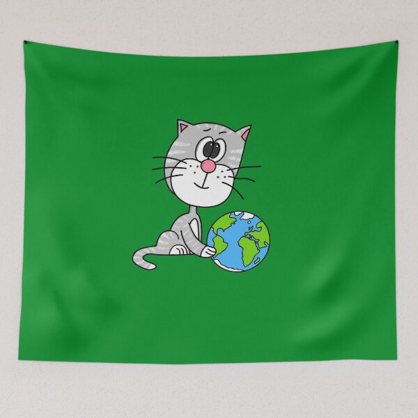 Item preview, Cat Pushing The Earth, Earth Day Funny designed and sold by doodlerob.
