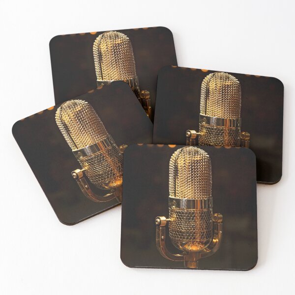 Item preview, Vintage gold microphone print designed and sold by dcrc.