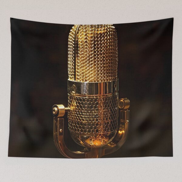 Item preview, Vintage gold microphone print designed and sold by dcrc.