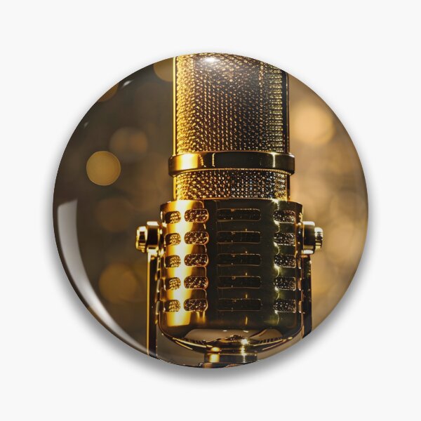 Item preview, vintage gold microphone print designed and sold by dcrc.