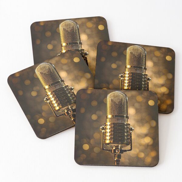 Item preview, vintage gold microphone print designed and sold by dcrc.