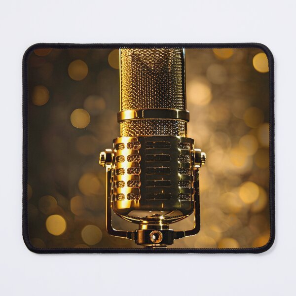 Item preview, vintage gold microphone print designed and sold by dcrc.