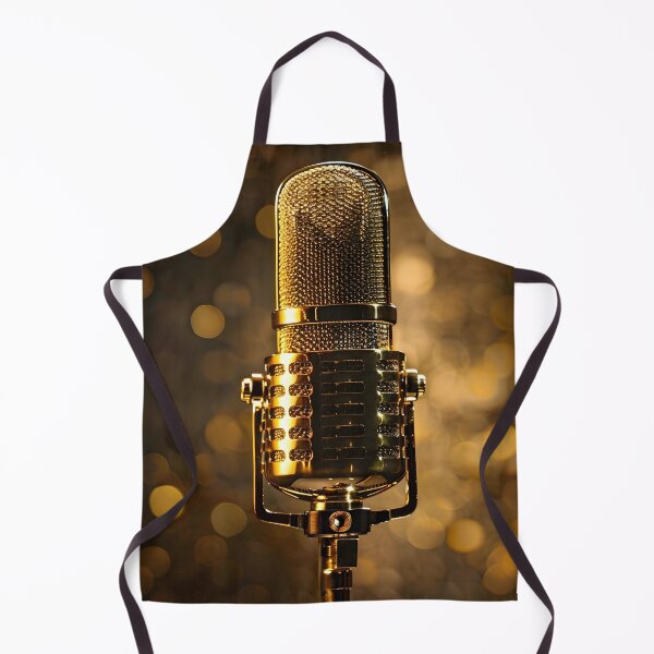 Item preview, vintage gold microphone print designed and sold by dcrc.