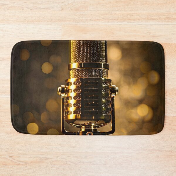 Item preview, vintage gold microphone print designed and sold by dcrc.