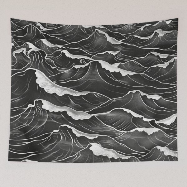 Item preview, Abstract wave pattern monochrome colours Active Outdoors Inspired Art designed and sold by CDC40.