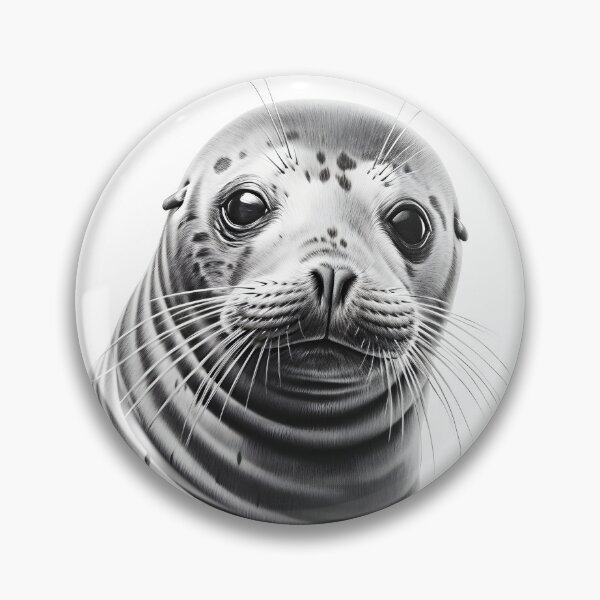 Item preview, Black and white seal pencil drawing designed and sold by Pencil-Art.