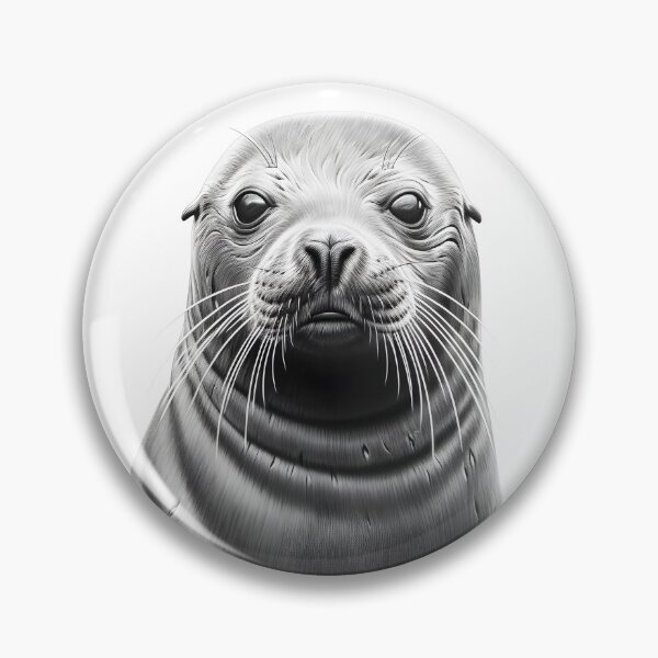 Item preview,  Black and white seal pencil drawing designed and sold by Pencil-Art.