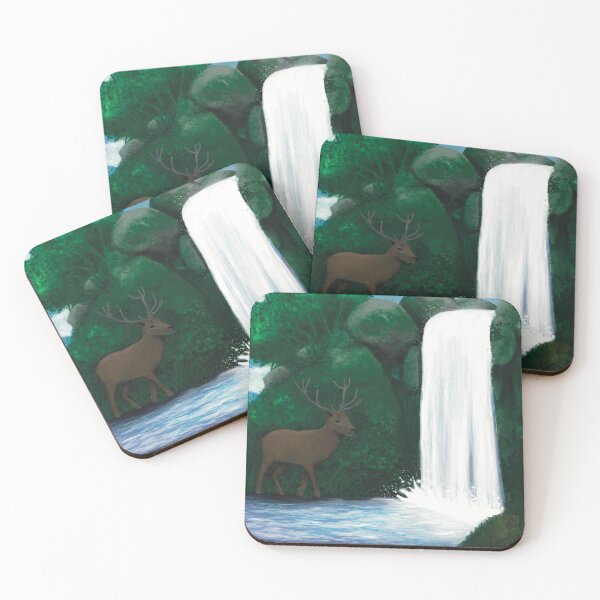 Item preview, Deer at a waterfall designed and sold by AnnRu-art.