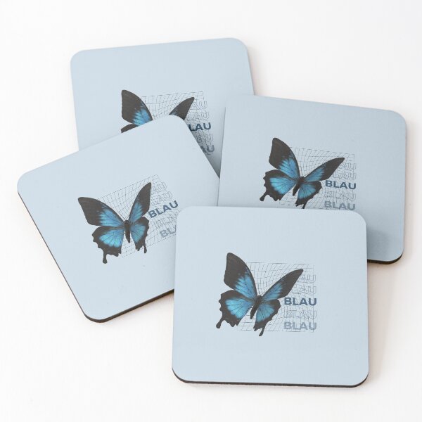 Item preview, BLAU | Butterfly Illustration | Pastel Blue Background designed and sold by RM-Journey.
