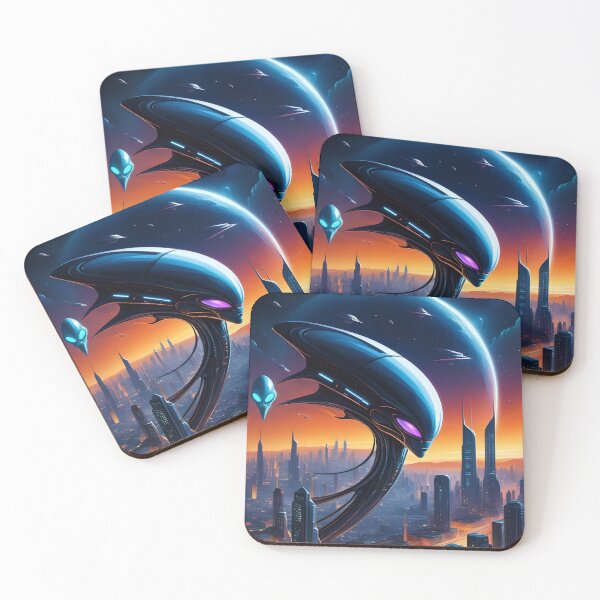 Item preview, Monster Alien Invasion, UFO, Futuristic City, Sci Fi! designed and sold by lonelymoony.