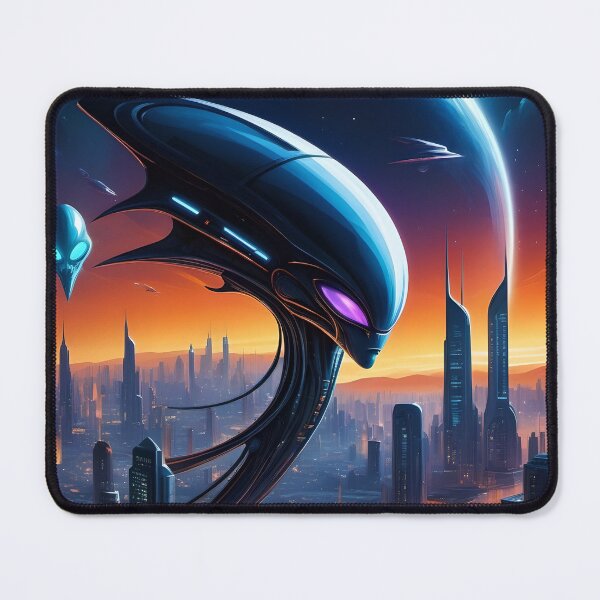 Item preview, Monster Alien Invasion, UFO, Futuristic City, Sci Fi! designed and sold by lonelymoony.