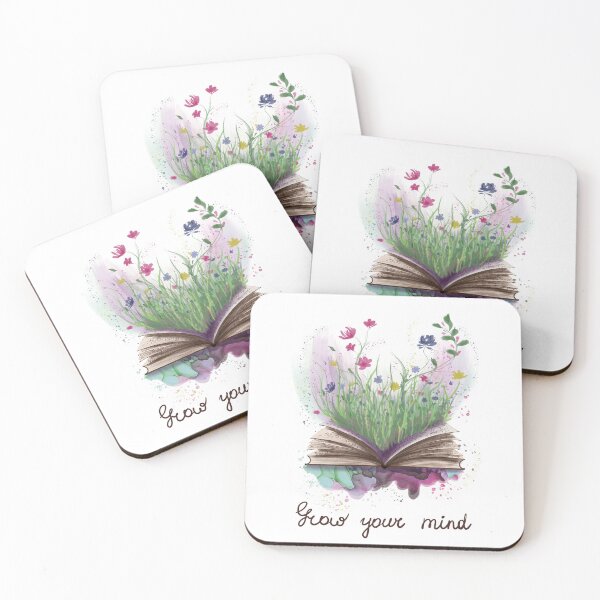 Item preview, Flowers growing from book quote Grow your mind designed and sold by Wolshebnaja.