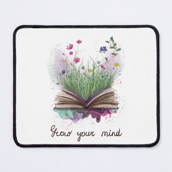 Item preview, Flowers growing from book quote Grow your mind designed and sold by Wolshebnaja.