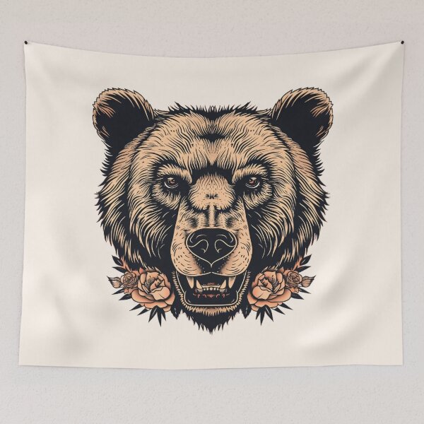Item preview, Vintage Grizzly Head Tattoo designed and sold by RetroPrints.