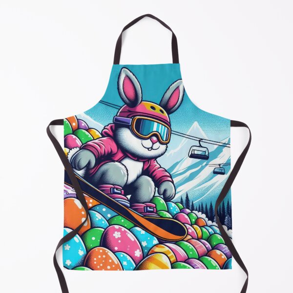 Item preview, Rabbit snowboarding on Easter eggs Easter Funny animals designed and sold by Expressions-Sel.