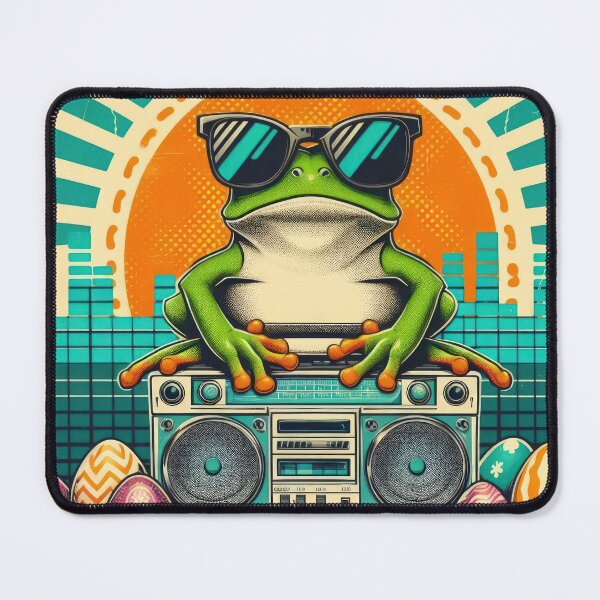 Item preview, frog with Easter eggs and tape recorder Easter Funny animals designed and sold by Expressions-Sel.