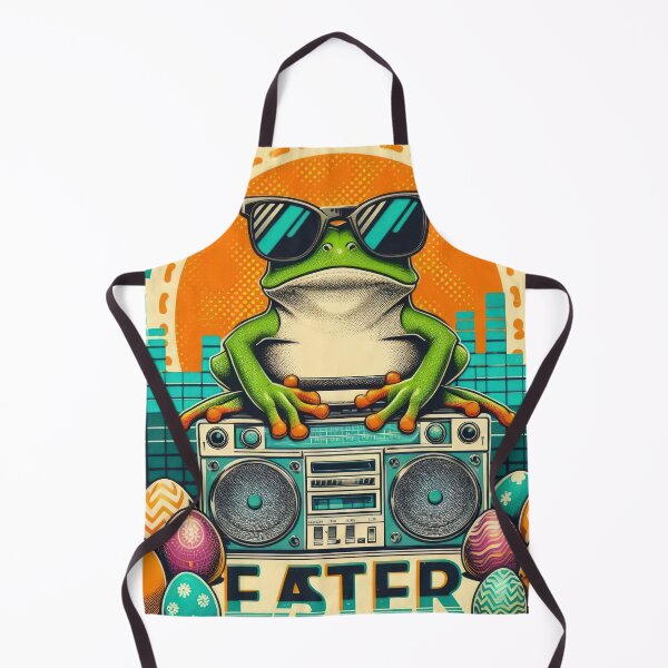 Item preview, frog with Easter eggs and tape recorder Easter Funny animals designed and sold by Expressions-Sel.