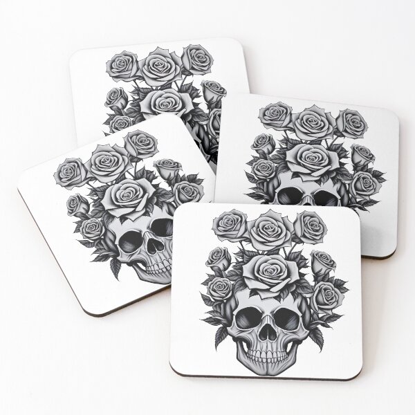 Item preview, Skull with roses skull flowers gothic designed and sold by Frostquest.