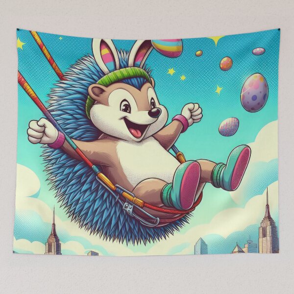 Item preview, Hedgehog with bungee Easter Funny animals designed and sold by Expressions-Sel.