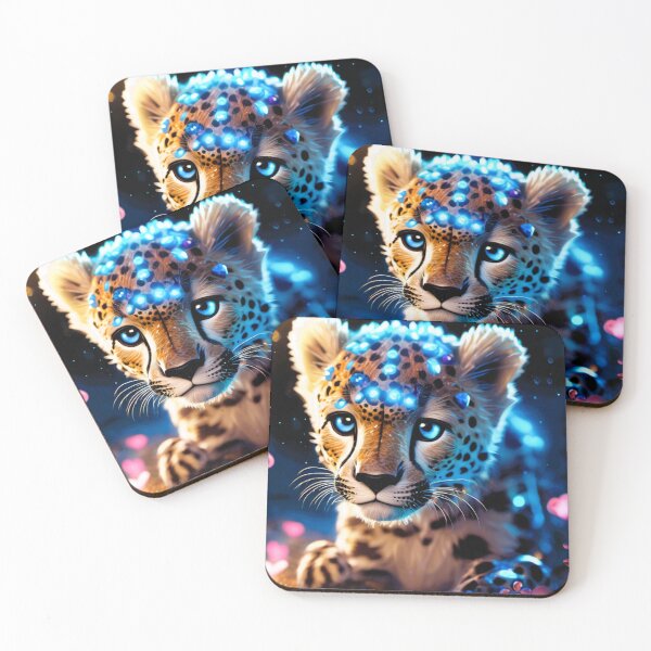 Item preview, cheetah head decorated with blue stone designed and sold by janjacbu.
