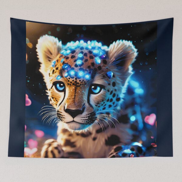 Item preview, cheetah head decorated with blue stone designed and sold by janjacbu.