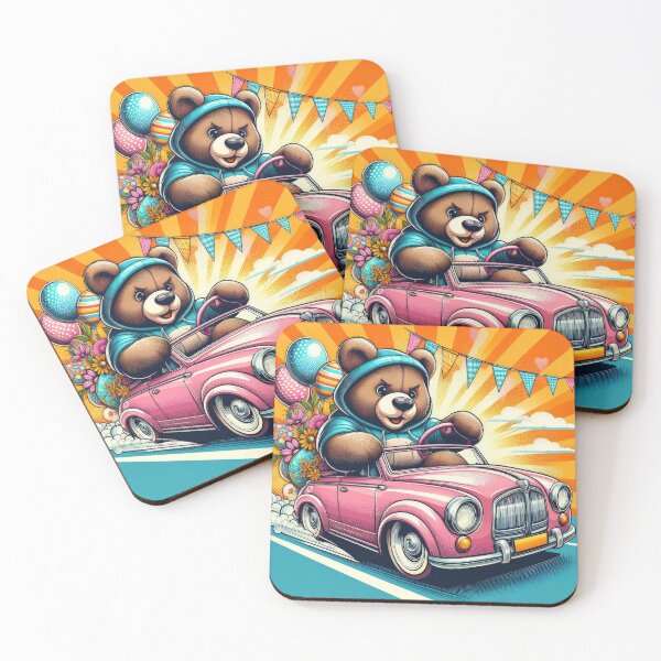 Item preview, bear with a pink car Easter Funny animals s designed and sold by Expressions-Sel.