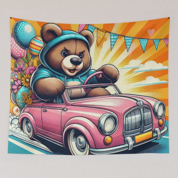 Item preview, bear with a pink car Easter Funny animals s designed and sold by Expressions-Sel.